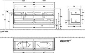 V&B Waschtischunterschrank FINION 1600x603x501mm AP Gl wh ma gls wh lacq.