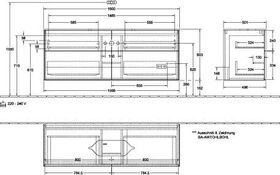 V&B Waschtischunterschrank FINION 1600x603x501mm AP Glas wh ma bl ma lacq.