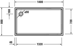 Duravit Rechteck-Duschwanne STARCK SLIML 1400x800x55mm weiß