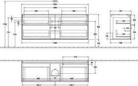 V&B Waschtischunterschrank FINION 1600x603x501mm AP Gl bl ma gls wh lacq.