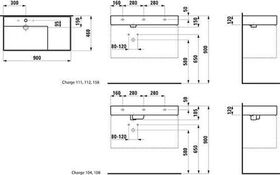 Laufen Waschtisch KARTELL 900x460mm Abl. re o ÜL o Hahnloch weiß