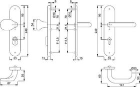 FS-Garnitur Paris FS-E138F/3331/3310 VA F69 D/D TS 42-47mm PZ rd DIN L/R HOPPE