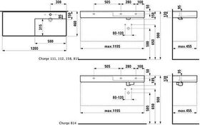 Laufen Waschtisch KARTELL 1200x460mm Abl. li o ÜL 1 HL-Ausf. we ma