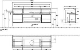 V&B Waschtischunterschrank FINION 1600x603x501mm Regal glos. wh glos. wh