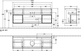 V&B Waschtischunterschrank FINION 1600x603x501mm Regal glos. wh glos. wh