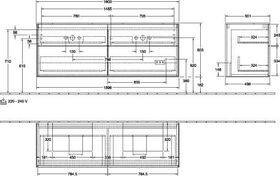 V&B Waschtischunterschrank FINION 1600x603x501mm AP Glas wh ma anthr. ma