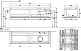 V&B Waschtischunterschrank LEGATO 1600x380x500mm m Be Glossy White