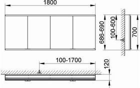 Keuco Spiegelschrank ROYAL MODULAR 2.0 Breite 1800mm Höhe 700mm Tiefe 120mm