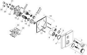 Fertigmontageset AXOR EDGE f UP-Thermostat mit Absperrventil chrom