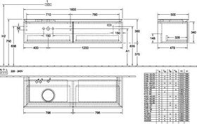 V&B Waschtischunterschrank LEGATO 1600x380x500mm Glossy White