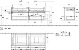 V&B Waschtischunterschrank COLLARO 1400x548x500mm Glossy Grey