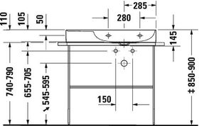 Duravit Waschtisch DURASQUARE o ÜL m HLB Be re 800x470mm 1 HL weiß