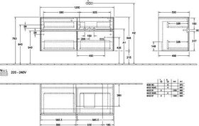 V&B Waschtischunterschrank COLLARO 120x54,8x50cm WT re m LED-B. Soft Grey