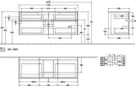 V&B Waschtischunterschrank COLLARO 140x54,8x50cm WT mttg Glossy Grey