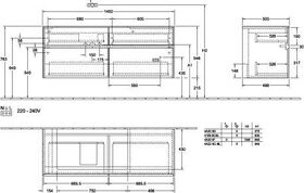 V&B Waschtischunterschrank COLLARO 140x54,8x50cm WT li m LED-B. Arizona Oak