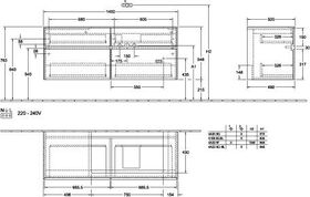 V&B Waschtischunterschrank COLLARO 140x54,8x50cm WT re Arizona Oak