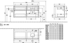 V&B Waschtischunterschrank COLLARO 120x54,8x50cm WT re m LED-B. bl ma lacq.