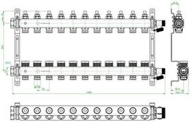 OV Edelstahl-Verteiler Multidis SFQ mit Durchflussindikator für 11 Kreise