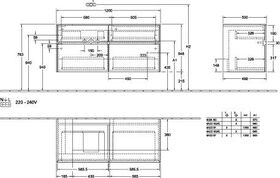 V&B Waschtischunterschrank COLLARO 120x54,8x50cm WT li m LED-B. bl ma lacq.