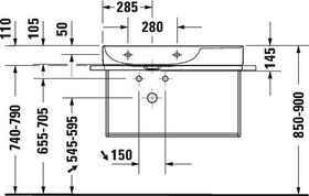 Duravit Waschtisch DURASQUARE o ÜL m HLB Be li 800x470mm 2 HL weiß