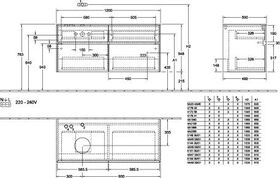 V&B Waschtischunterschrank COLLARO 120x54,8x50cm WT li m LED-B. Soft Grey