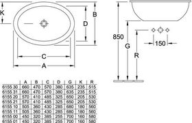 V&B Einbauwaschtisch LOOP & FRIENDS mit ÜL 505x355mm we