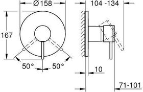 Grohe Einhand-Brausebatterie ATRIO FMS zu 35604 hard graphite gebürstet