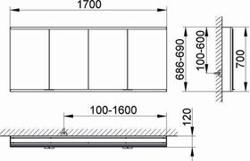 Keuco Spiegelschrank ROYAL MODULAR 2.0 Breite 1700mm Höhe 700mm Tiefe 120mm