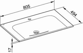 Keuco Keramik-Waschtisch X-LINE 805x17x494mm m 1L-Boh we