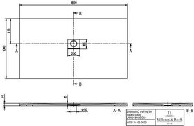 V&B Duschwanne SQUARO INFINITY R-eck1800x1000x40mm anthrazit