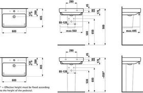 Laufen Waschtisch LAUFEN PRO S Spezialausf o ÜL o HL 600x465mm weiß