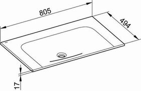 Keuco Keramik-Waschtisch X-LINE 805x17x494mm o HL-boh we