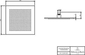 V&B Regenbrause UNIVERSAL SHOWERS 250x250x56mm, Deckenmontage, eckig chrom