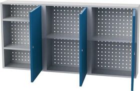 Hängeschrank H750xB1500xT200mm Vollblechtüren Stahlbl.lichtgrau/signalblau BEDRU