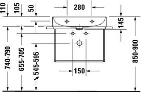 Duravit Waschtisch DURASQUARE COMPACT o ÜL m HLB 600x400mm o Hahnloch weiß WG