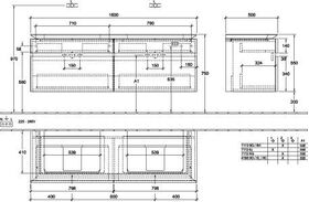 V&B Waschtischunterschrank LEGATO 1600x550x500mm Glossy White