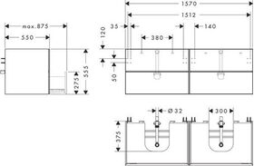 HG Waschtischunterschrank Xevolos E 1570x555x550mm Ko sch-gr ma Fr bro Struk