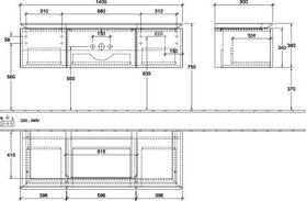 V&B Waschtischunterschrank LEGATO 1400x380x500mm Glossy White