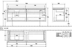 V&B Waschtischunterschrank LEGATO 1600x550x500mm Glossy White