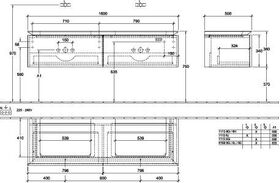 V&B Waschtischunterschrank LEGATO 1600x380x500mm m Be Glossy White