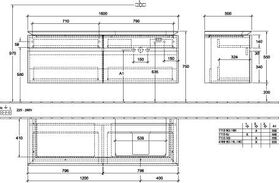 V&B Waschtischunterschrank LEGATO 1600x550x500mm m Be Glossy White