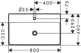 HG Waschtisch Xelu Q m Hahnloch ohne Überlauf 800x480mm weiß