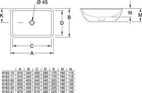 V&B Unterbauwaschtisch LOOP & FRIENDS mit ÜL 615x390mm we