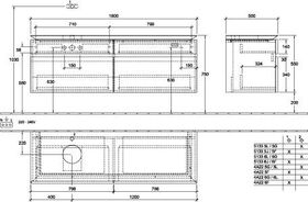 V&B Waschtischunterschrank LEGATO 1600x550x500mm m Be Glossy White