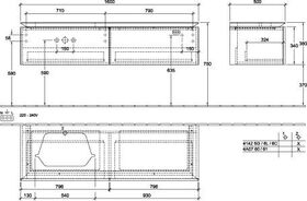 V&B Waschtischunterschrank LEGATO 1600x380x500mm m Be Glossy White