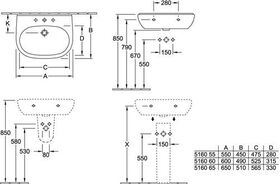 V&B Waschtisch O.NOVO 600x490mm ohne ÜL we C+