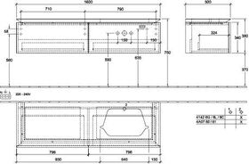 V&B Waschtischunterschrank LEGATO 1600x380x500mm Glossy White