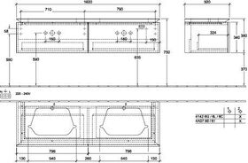 V&B Waschtischunterschrank LEGATO 1600x380x500mm m Be Glossy White