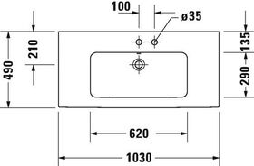 Duravit Möbelwaschtisch ME by Starck m ÜL m HLB 1030x490mm o HL we seidenmatt