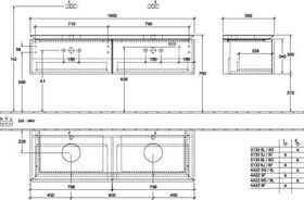 V&B Waschtischunterschrank LEGATO 1600x380x500mm m Be Glossy White